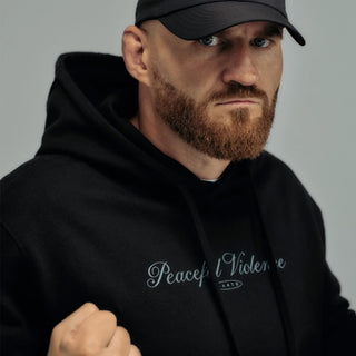 Felpa Manto Peaceful Violence con cappuccio Nero-Combat Arena