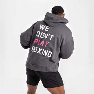 Sweatshirt Boxraw We Don't Play Boxing oversize mit Kapuze Grau-rosa-Combat Arena