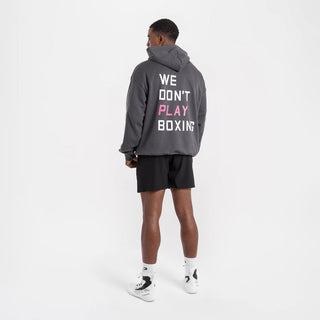 Sweatshirt Boxraw We Don't Play Boxing oversize mit Kapuze Grau-rosa-Combat Arena