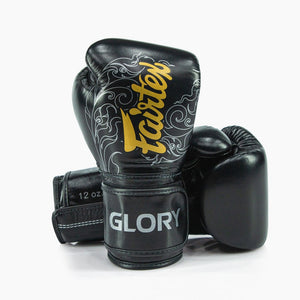 Boxhandschuhe Fairtex x Glory BGVG3 Schwarz-Silber-Combat Arena