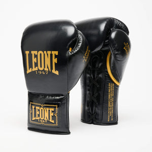 Boxhandschuhe Leone GOAT GN103L mit Schnürsenkel Schwarz-Combat Arena