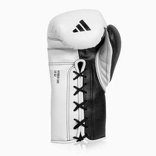 Boxhandschuhe Adidas Hybrid 500 Pro und Kontra Schnürsenkel Schwarz-weiß 