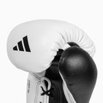 Boxhandschuhe Adidas Hybrid 500 Pro und Kontra Schnürsenkel Schwarz-weiß 