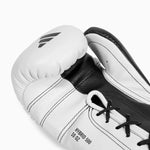 Boxhandschuhe Adidas Hybrid 500 Pro und Kontra Schnürsenkel Schwarz-weiß 