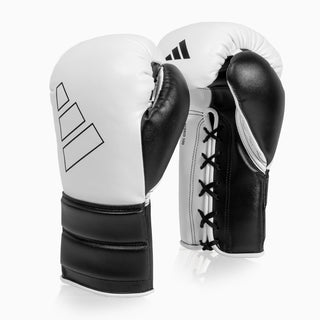 Boxhandschuhe Adidas Hybrid 500 Pro und Kontra Schnürsenkel Schwarz-weiß 