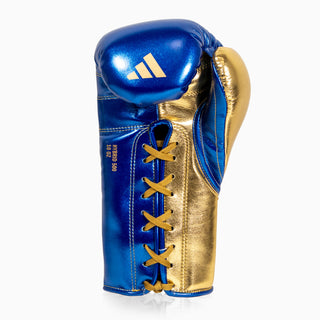 Boxhandschuhe Adidas Hybrid 500 Pro mit Schnürsenkel Blau-Gold 