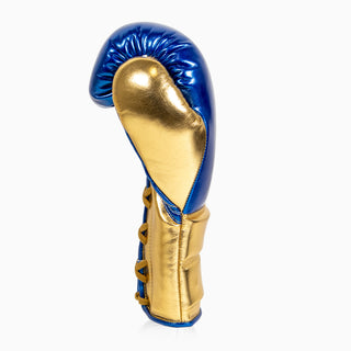 Boxhandschuhe Adidas Hybrid 500 Pro mit Schnürsenkel Blau-Gold 