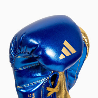 Boxhandschuhe Adidas Hybrid 500 Pro mit Schnürsenkel Blau-Gold 