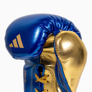Boxhandschuhe Adidas Hybrid 500 Pro mit Schnürsenkel Blau-Gold 