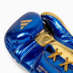 Boxhandschuhe Adidas Hybrid 500 Pro mit Schnürsenkel Blau-Gold 