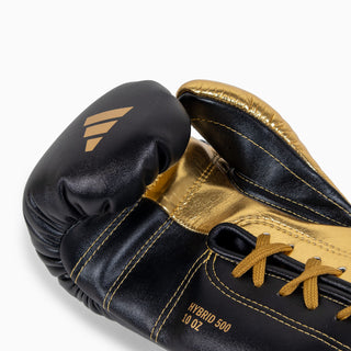 Boxhandschuhe Adidas Hybrid 500 Pro mit Schnürsenkel Schwarz-Gold 