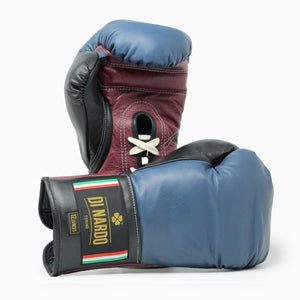 Boxhandschuhe Di Nardo mit blau-rot-schwarzen Schnürsenkeln 14 oz