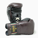 Boxhandschuhe Di Nardo mit burgunderschwarzen Schnürsenkeln 14 oz