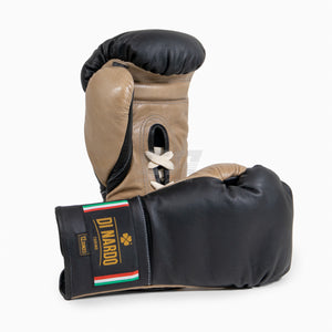 Boxhandschuhe Di Nardo mit Schnürsenkeln Schwarz-Beige 12 oz 