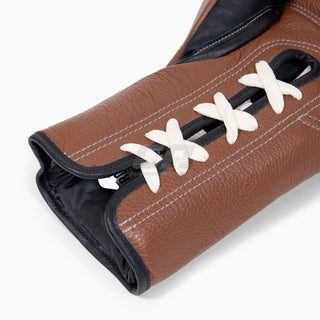 Boxhandschuhe Di Nardo mit Schnürsenkeln Schwarz-Braun 16 oz 