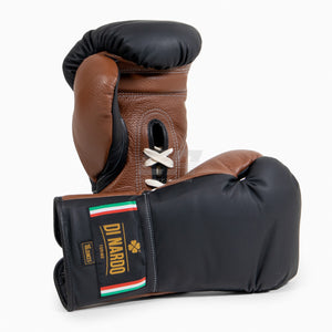 Boxhandschuhe Di Nardo mit Schnürsenkeln Schwarz-Braun 16 oz 