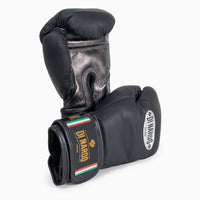 Boxhandschuhe Di Nardo mit Klettverschluss 12 Oz Schwarz-dunkelsilber-Combat Arena