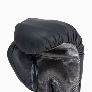Boxhandschuhe Di Nardo mit Klettverschluss 12 Oz Schwarz-dunkelsilber-Combat Arena