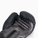 Boxhandschuhe Di Nardo mit Klettverschluss 12 Oz Schwarz-dunkelsilber-Combat Arena