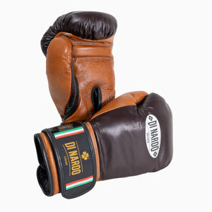 Boxhandschuhe Di Nardo mit Klettverschluss 14 Oz Burgund-Cognac 