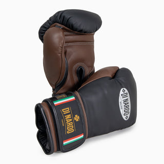 Boxhandschuhe Di Nardo mit Klettverschluss 16 Oz Schwarz-Kakao-Combat Arena