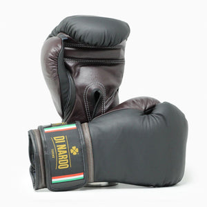 Boxhandschuhe Di Nardo mit Klettverschluss Schwarz-Burgund 14 oz