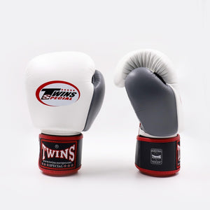 Muay Thai Handschuhe Twins Special BGVL4 Schwarz-weiß-grau
