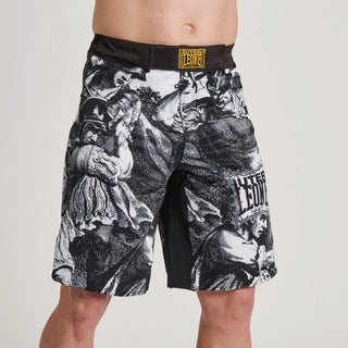 MMA Shorts Leone IUTER Barbed Wire AB04IU Schwarz-Combat Arena