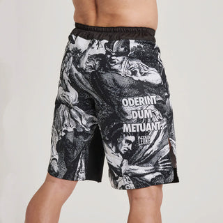 MMA Shorts Leone IUTER Barbed Wire AB04IU Schwarz-Combat Arena