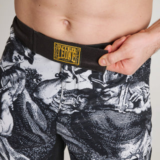 MMA Shorts Leone IUTER Barbed Wire AB04IU Schwarz-Combat Arena