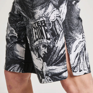 MMA Shorts Leone IUTER Barbed Wire AB04IU Schwarz-Combat Arena