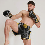 Shorts kick-thai Leone IUTER Barbed Wire AB05IU Schwarz-Combat Arena