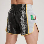 Shorts kick-thai Leone IUTER Barbed Wire AB05IU Schwarz-Combat Arena