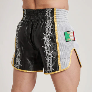 Shorts kick-thai Leone IUTER Barbed Wire AB05IU Schwarz-Combat Arena