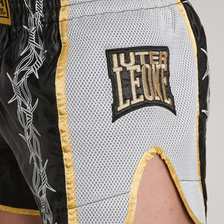 Shorts kick-thai Leone IUTER Barbed Wire AB05IU Schwarz-Combat Arena