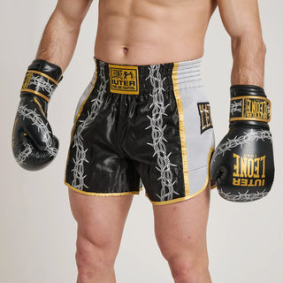 Shorts kick-thai Leone IUTER Barbed Wire AB05IU Schwarz-Combat Arena