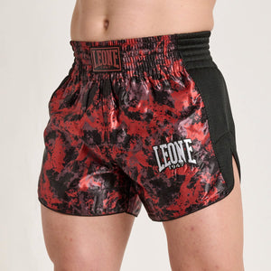 Shorts kick-thai Leone Urban Fighter AB998 Schwarz-rot Tarn-Combat Arena