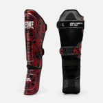 Schienbeinschoner Leone Urban Fighter PT118 Rot-Schwarz Camo 
