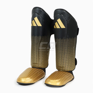 Schienbeinschoner mit Fußschutz Adidas Pro Kickboxen WAKO Schwarz-Gold 