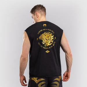 Ärmelloses T-Shirt Venum x Mike Tyson Tiger Schwarz-Gold-Combat Arena